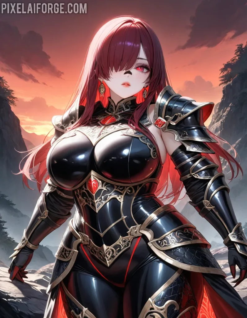Epic Anime Warrior Under a Fiery Sunset