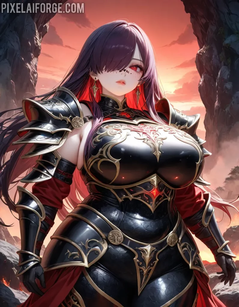 Epic Anime Warrior Under a Fiery Sunset