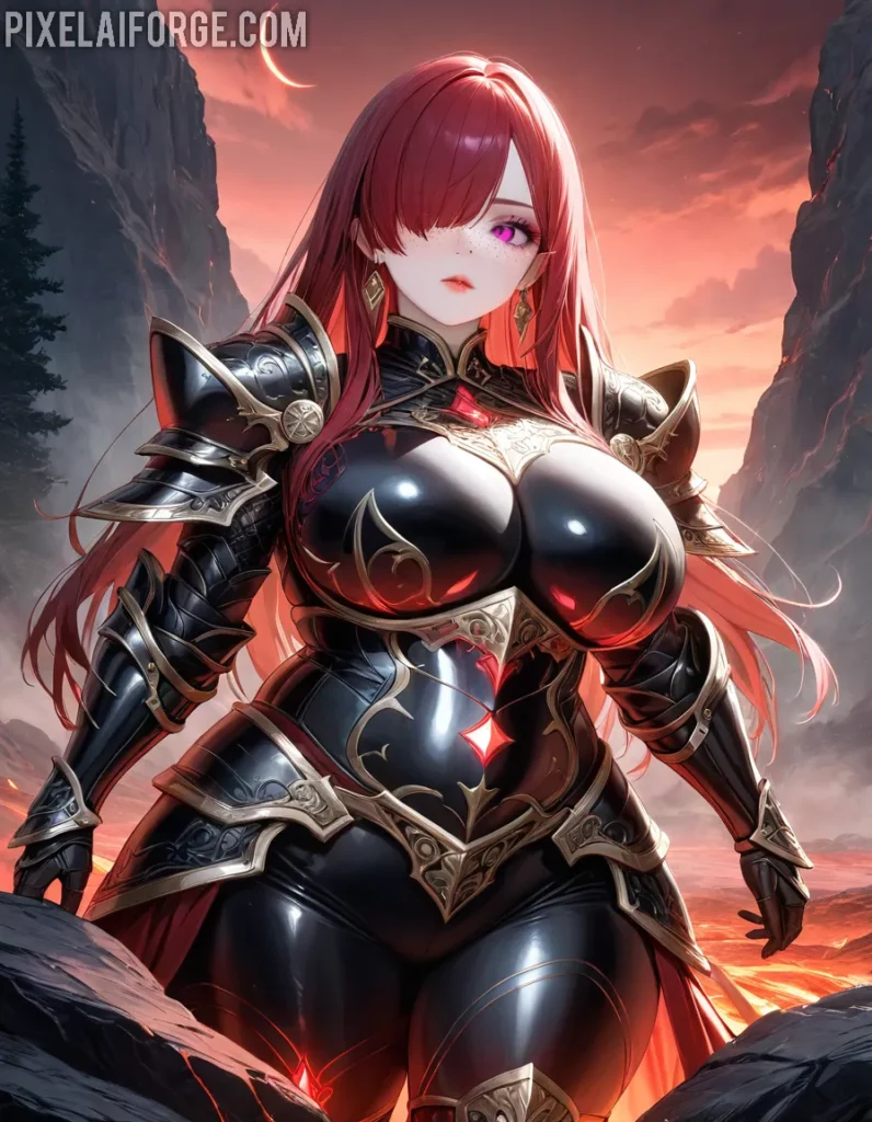 Epic Anime Warrior Under a Fiery Sunset