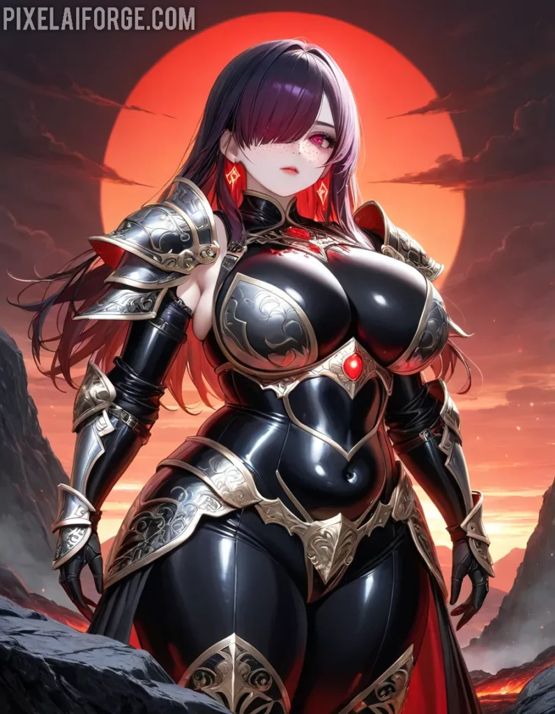 Epic Anime Warrior Under a Fiery Sunset