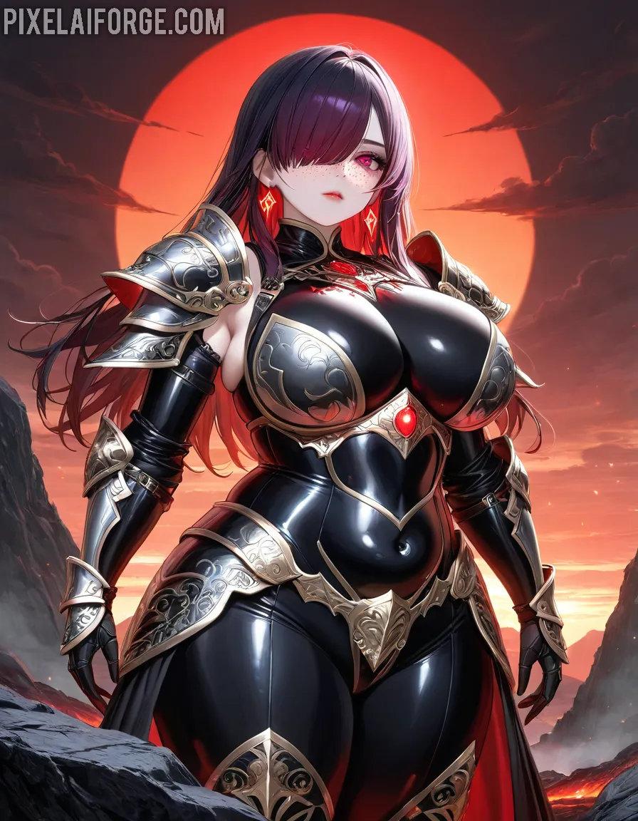 Epic Anime Warrior Under a Fiery Sunset