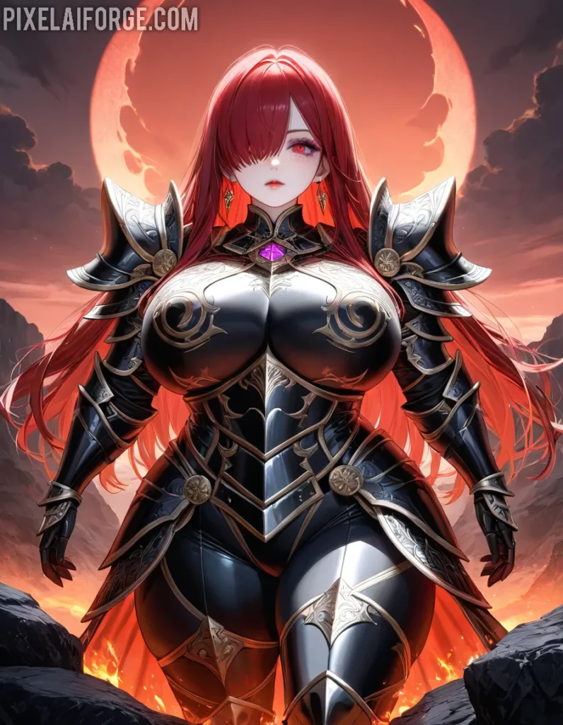 Epic Anime Warrior Under a Fiery Sunset