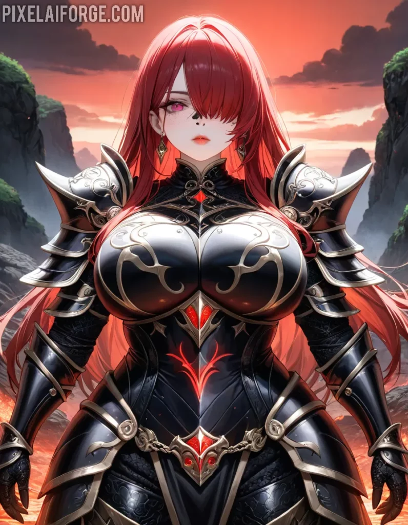 Epic Anime Warrior Under a Fiery Sunset