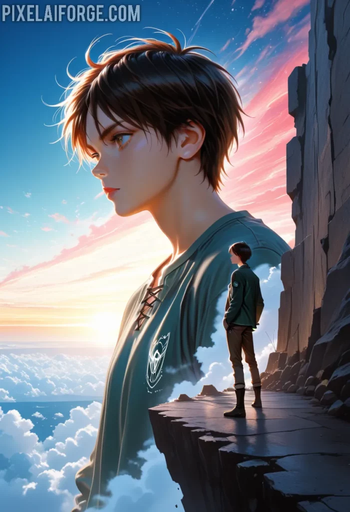 Eren mira hacia el horizonte mientras busca plataformas para ver Shingeki no Kyojin