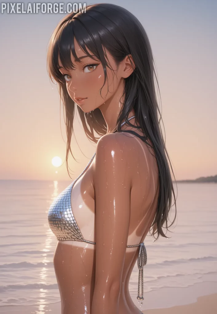 Guapa chica anime en su visita a la piscina: diversión y frescura al estilo japonés