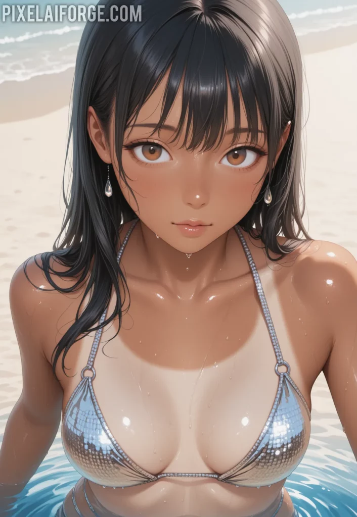 Guapa chica anime en su visita a la piscina: diversión y frescura al estilo japonés