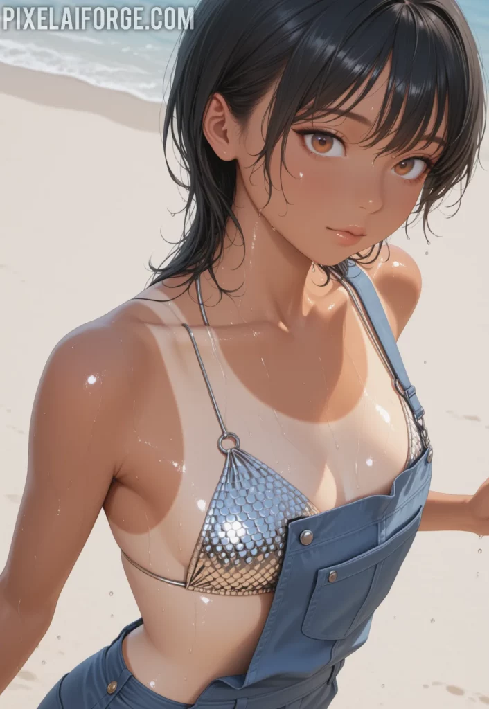 Guapa chica anime en su visita a la piscina: diversión y frescura al estilo japonés