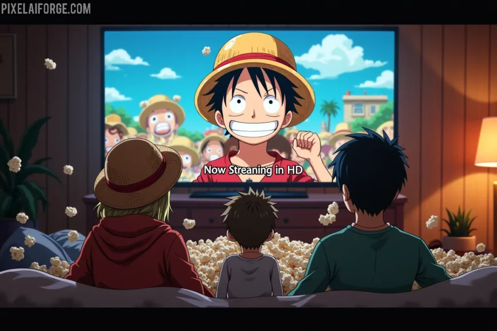 El elenco de One Piece ve su serie favorita mientras se transmite en alta definición