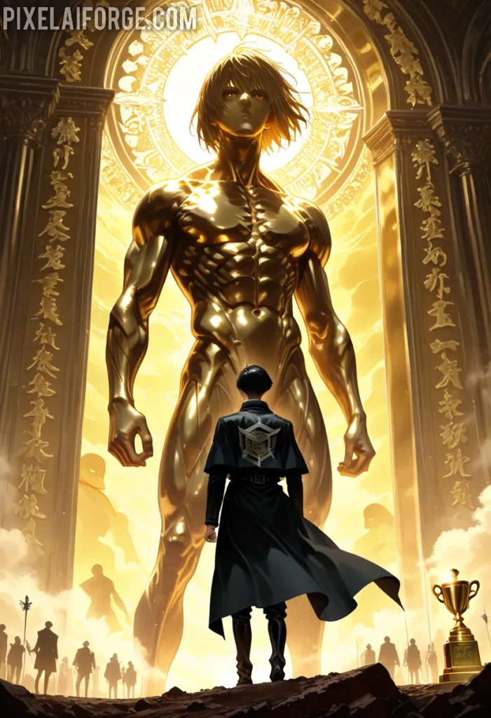 Levi observa un trofeo simbólico mientras se compara a Attack on Titan con otras series importantes