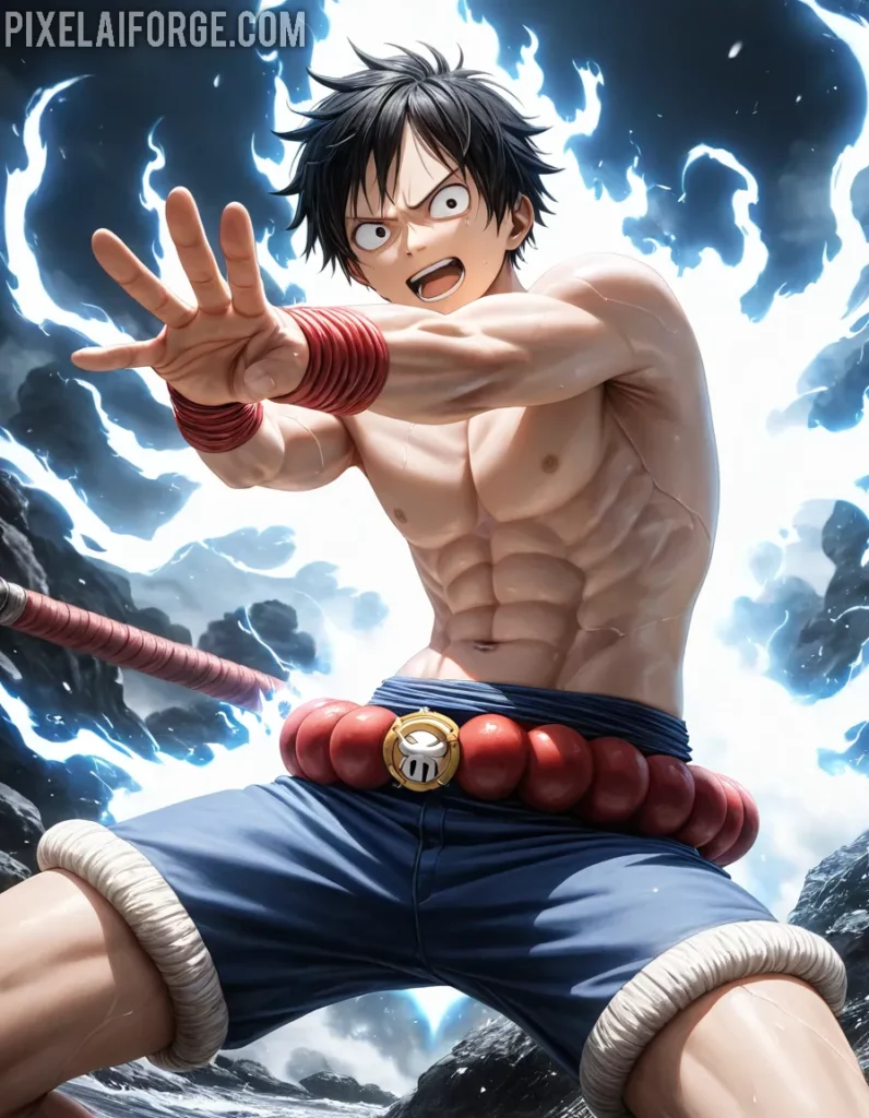 Powerful Anime Warrior Unleashing Energy