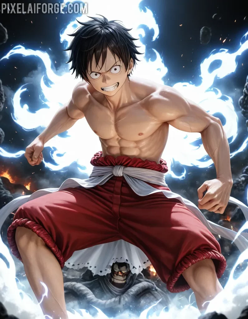 Powerful Anime Warrior Unleashing Energy