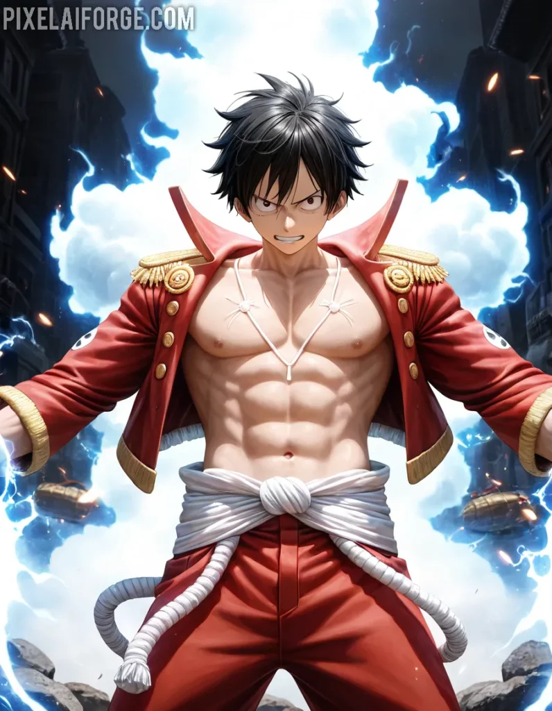 Powerful Anime Warrior Unleashing Energy