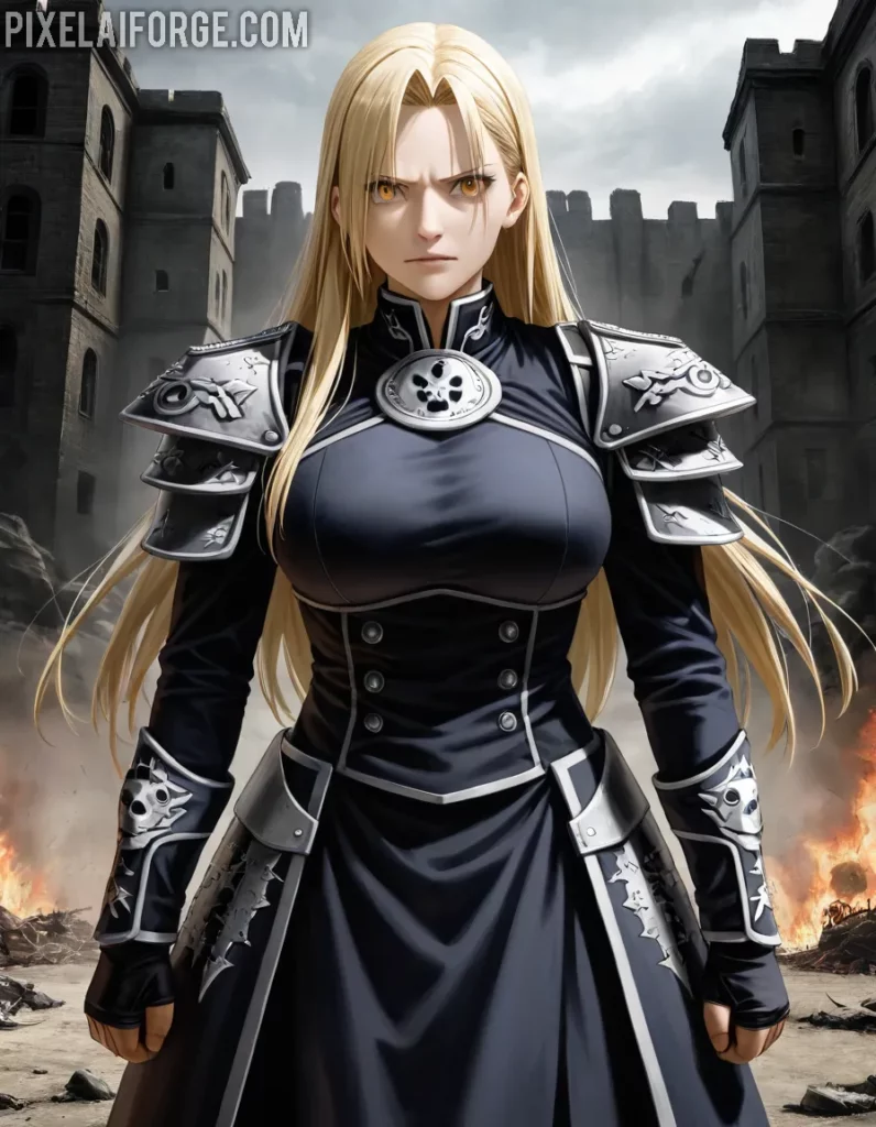 Riza Hawkeye 25 años, francotiradora de Fullmetal Alchemist