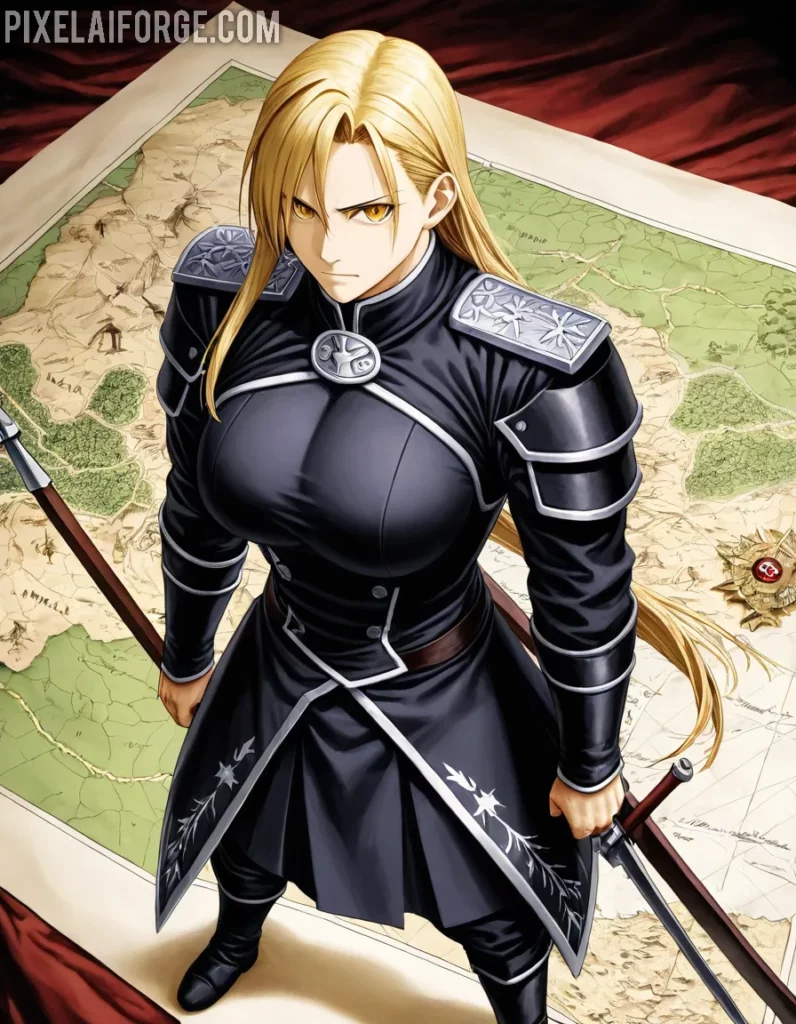 Riza Hawkeye 25 años, francotiradora de Fullmetal Alchemist
