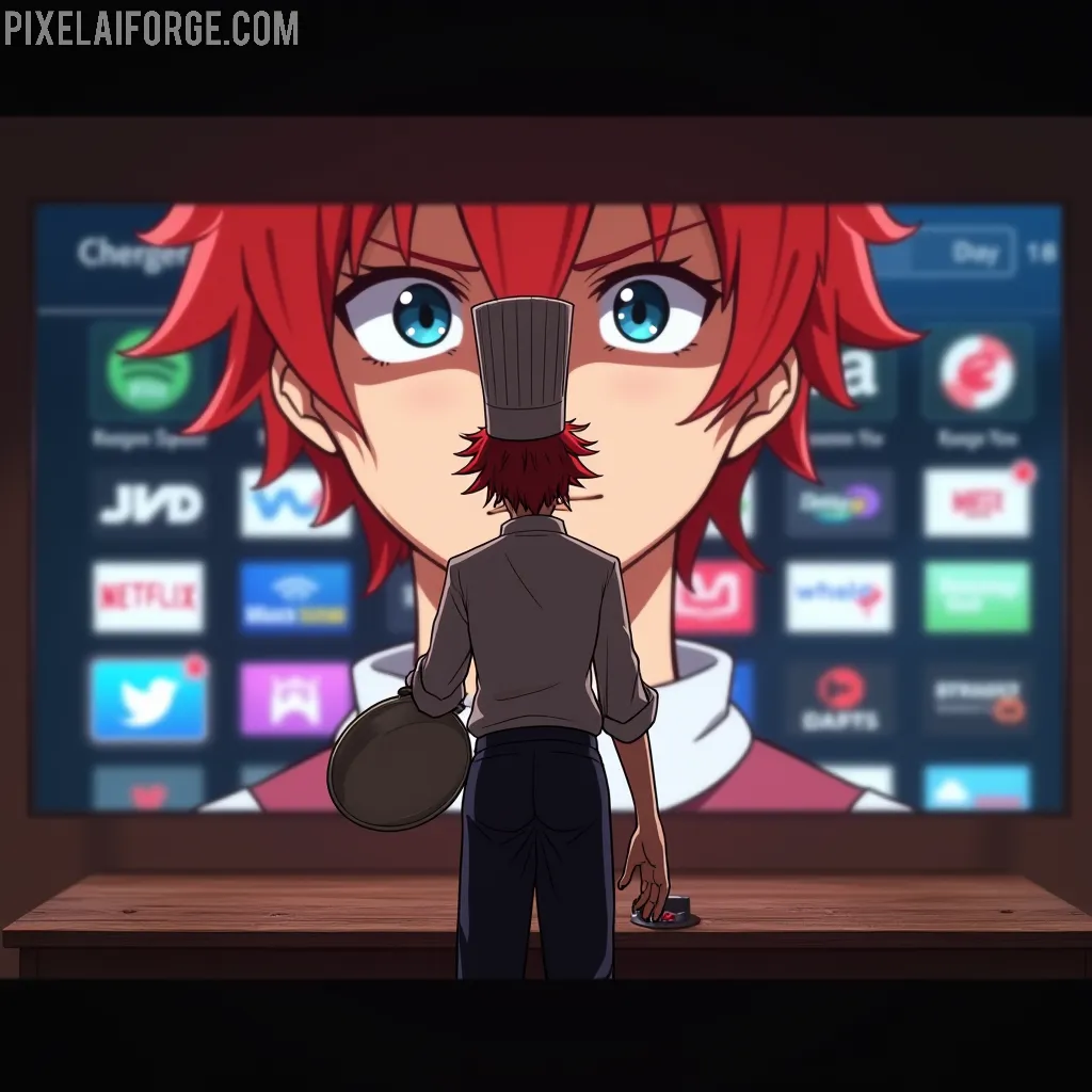 Sōma mira varias plataformas de streaming mientras intenta encontrar donde ver Shokugeki no Soma
