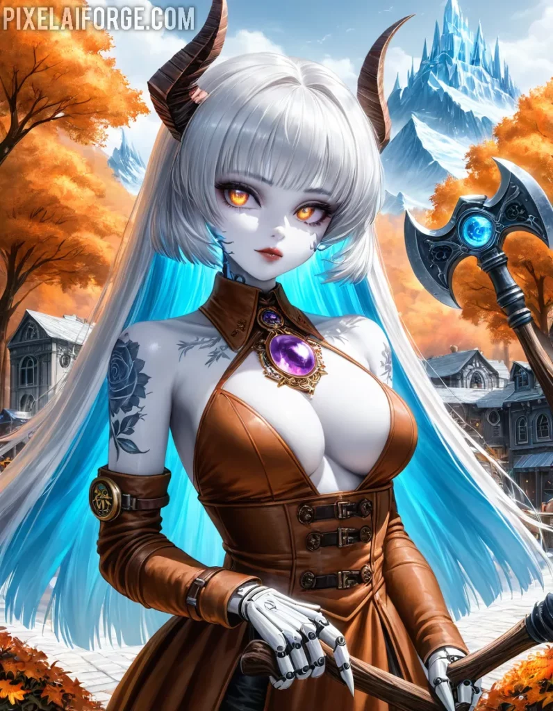 Steampunk Anime Warrior in a Fantasy Realm
