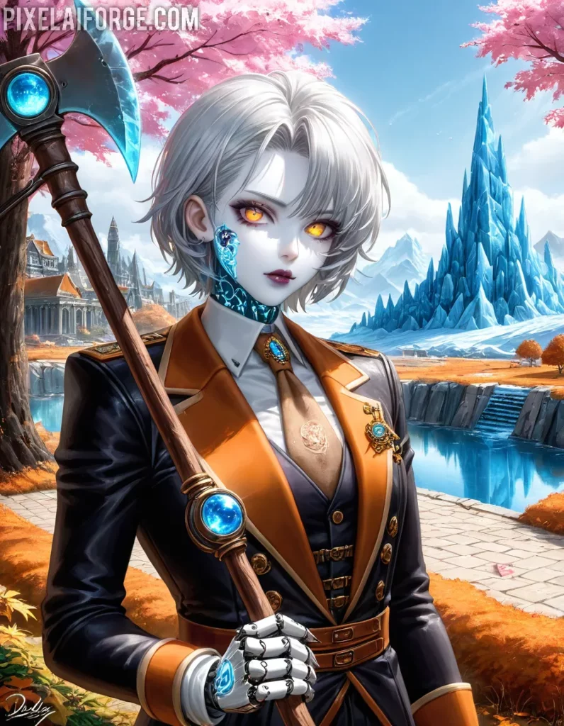 Steampunk Anime Warrior in a Fantasy Realm
