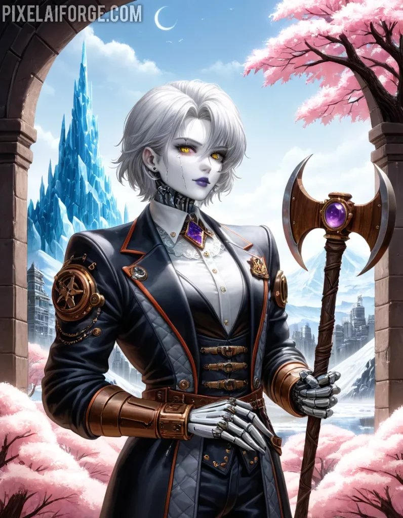 Steampunk Anime Warrior in a Fantasy Realm