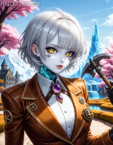 Steampunk Anime Warrior in a Fantasy Realm