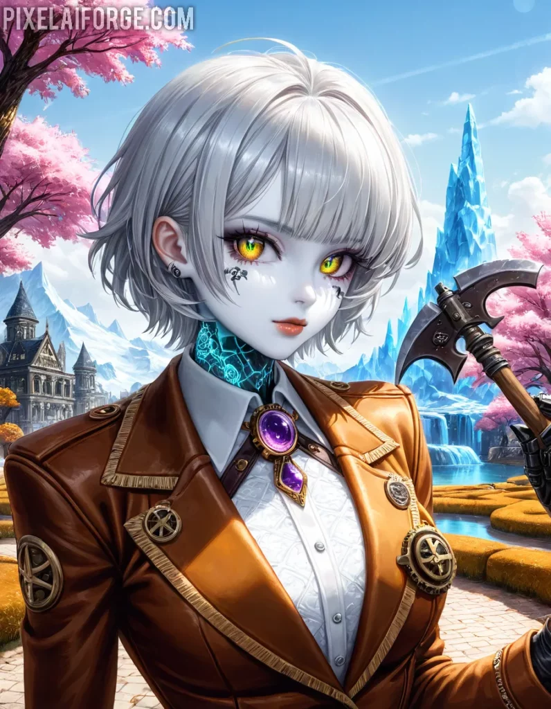 Steampunk Anime Warrior in a Fantasy Realm