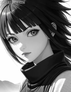 Stylish Anime Girl in Monochrome Elegance