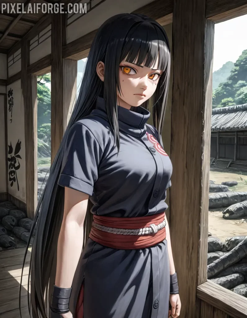 Stylish Anime Girl in Monochrome Elegance