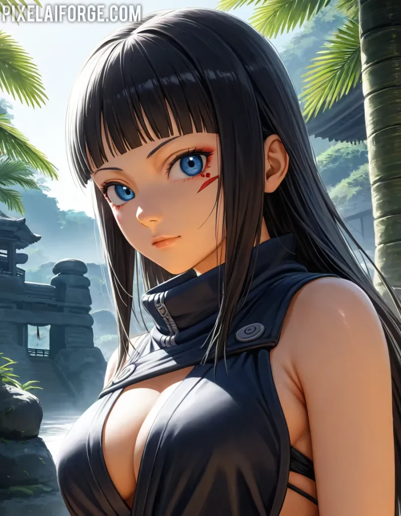 Stylish Anime Girl in Monochrome Elegance