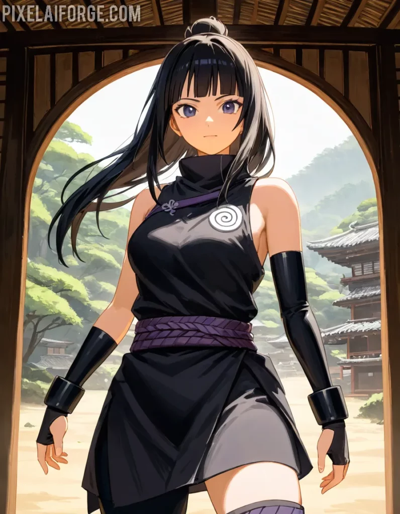 Stylish Anime Girl in Monochrome Elegance