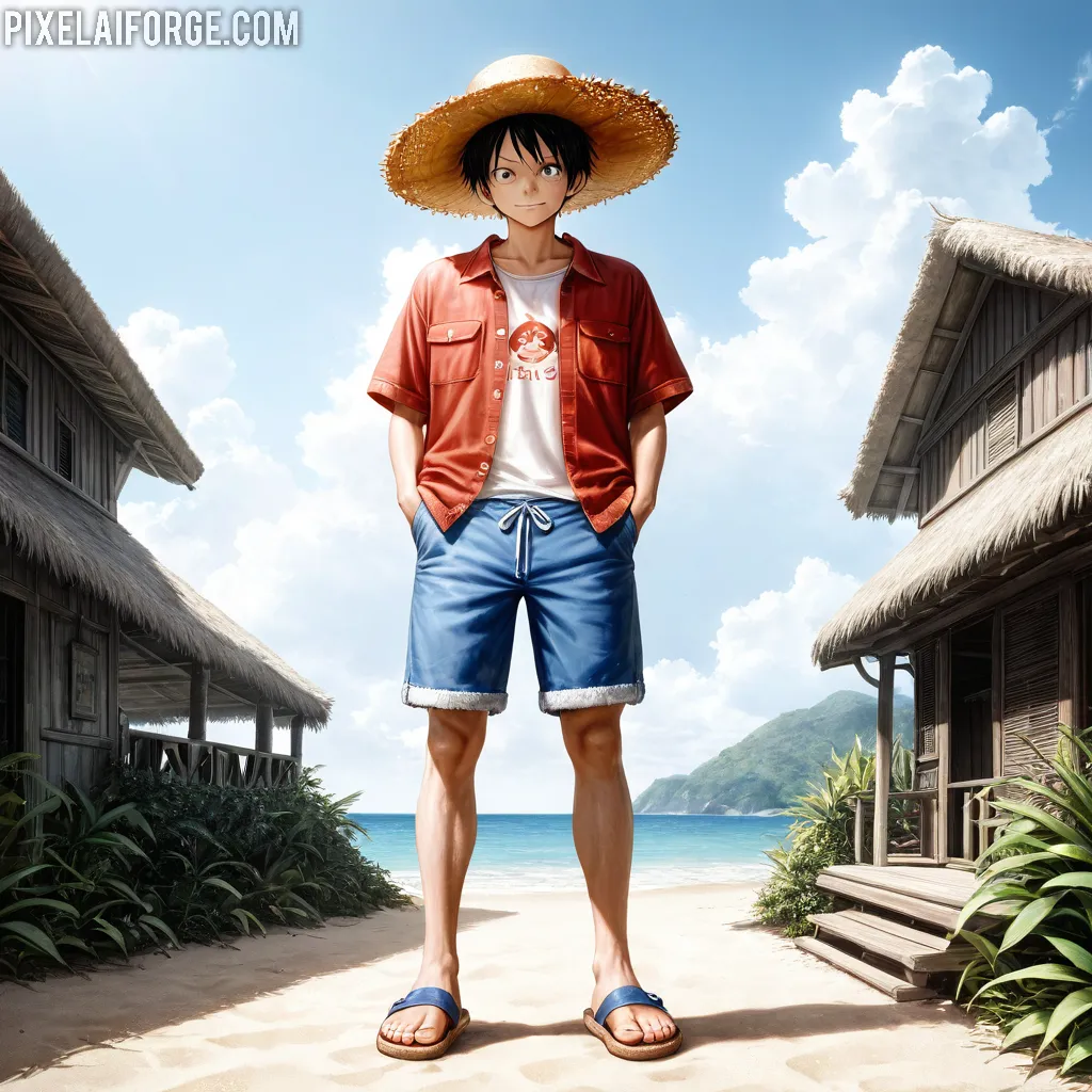 Tropical Beach Vibes: Anime Character in Paradise