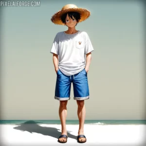 Tropical Beach Vibes: Anime Character in Paradise