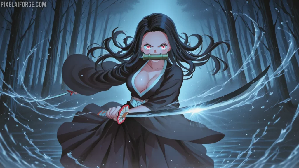 Tanjiro Kamado de Demon Slayer con su técnica de respiración de agua, destacado en 2025.