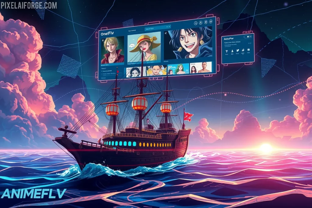 Going Merry con AnimeFLV One Piece gratis en un entorno digital en 2025.