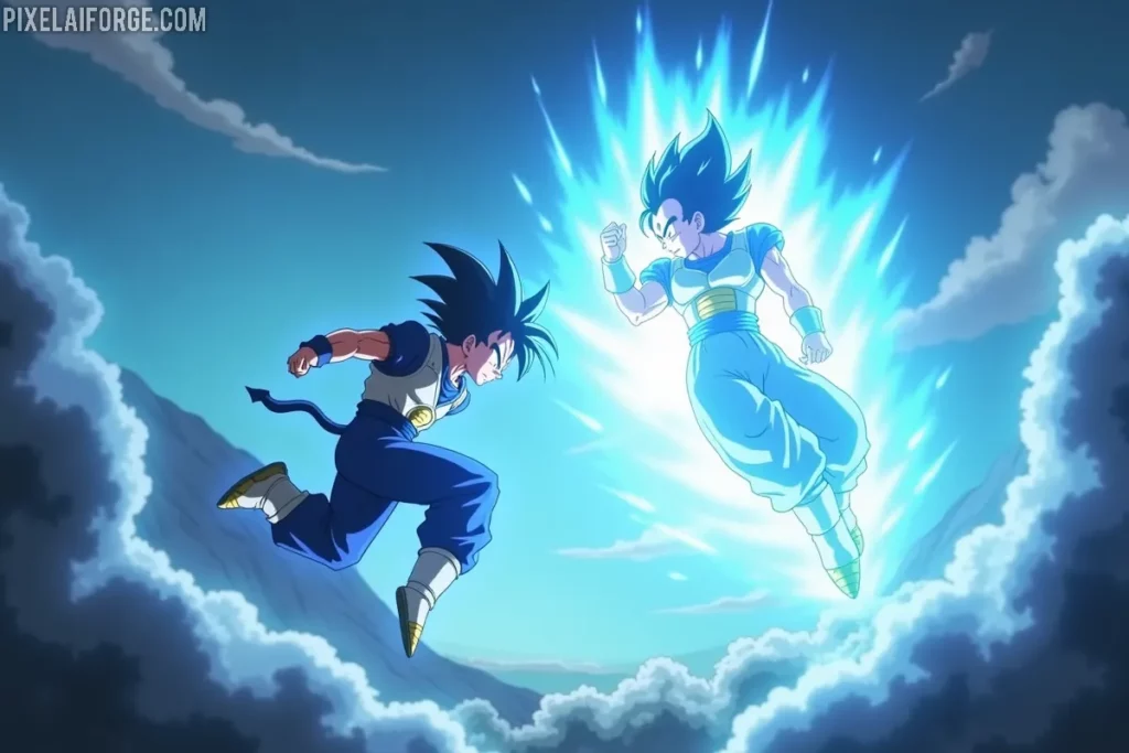 Goku y Vegeta en combate para ver Dragon Ball Z online en Crunchyroll en 2025.