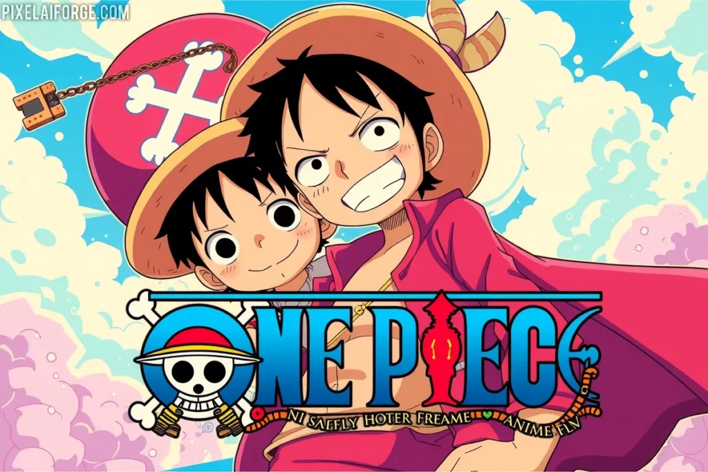 Luffy y Chopper en estilo retro para ver One Piece gratis en AnimeFLV.