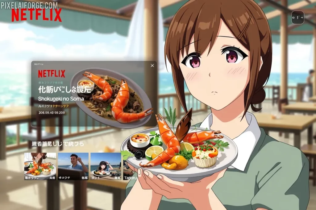 Megumi Tadokoro en Netflix para ver Shokugeki no Soma con doblaje en 2025.