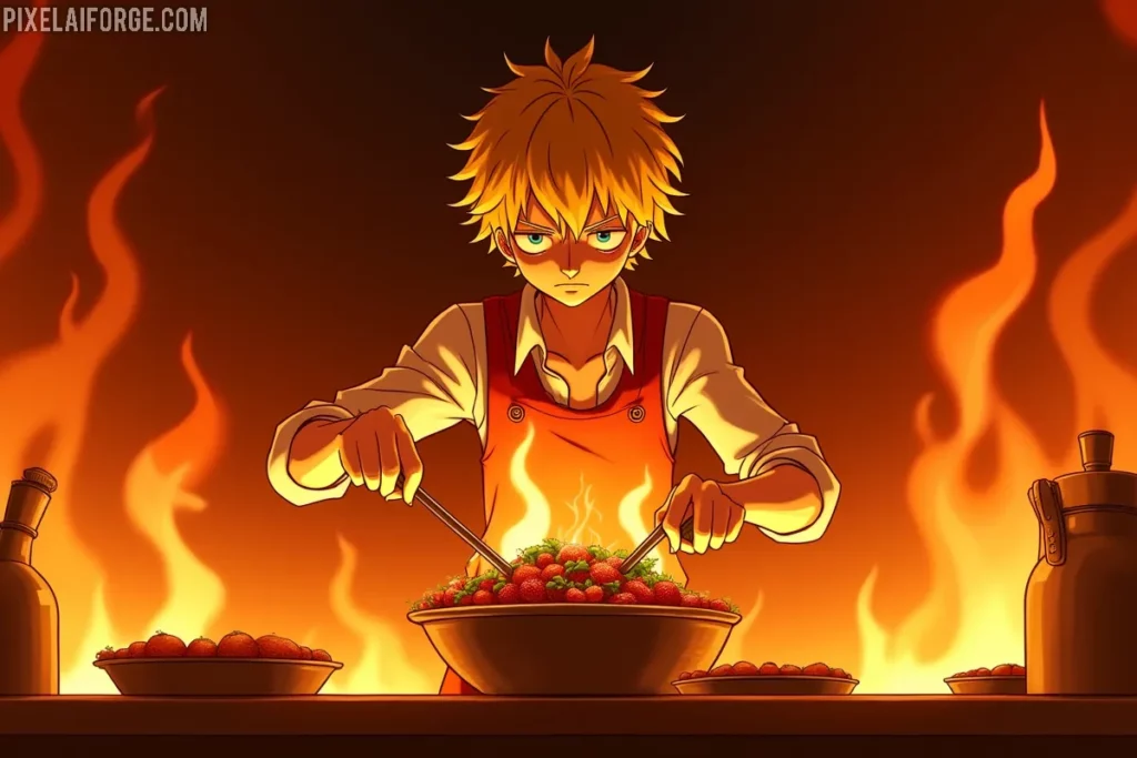 Sanji cocinando con AnimeFLV One Piece gratis en streaming en 2025.
