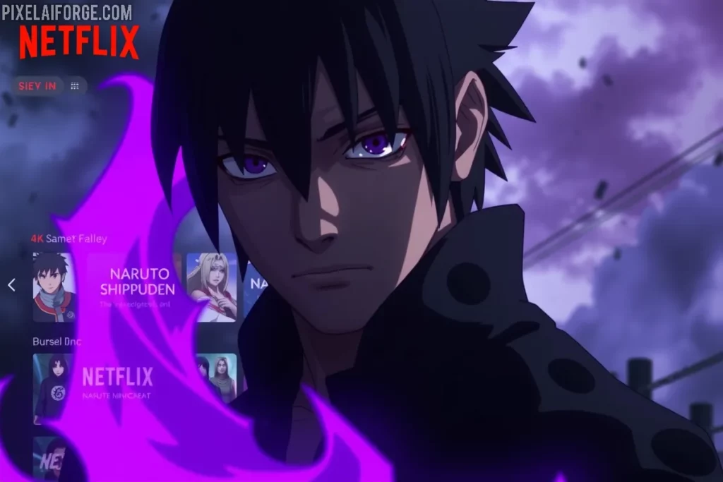 Sasuke con Susanoo en Netflix para ver Naruto Shippuden con doblaje español.