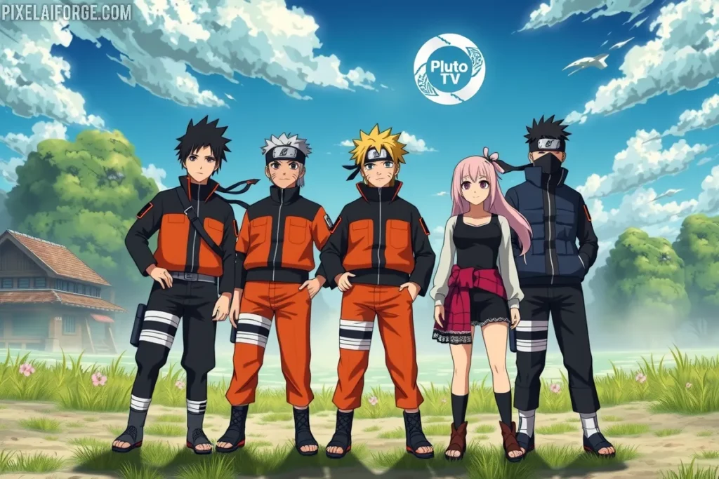 Team 7 con Pluto TV para ver Naruto Shippuden online gratis en 2025.