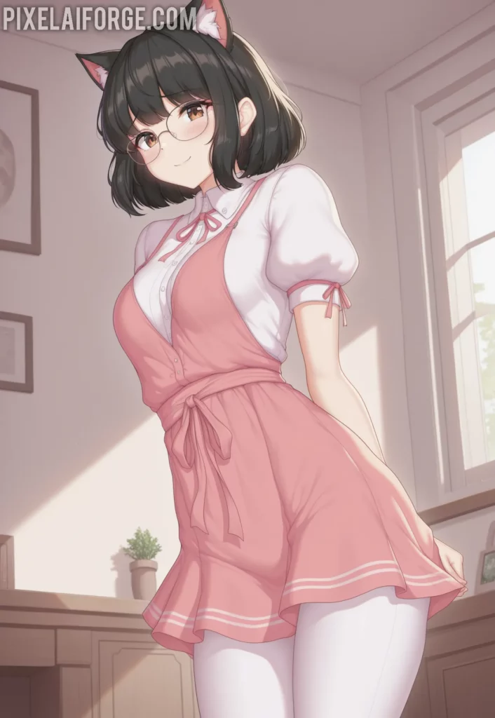 Anime Cat Girl Images: Adorable Moments in Pink Dress