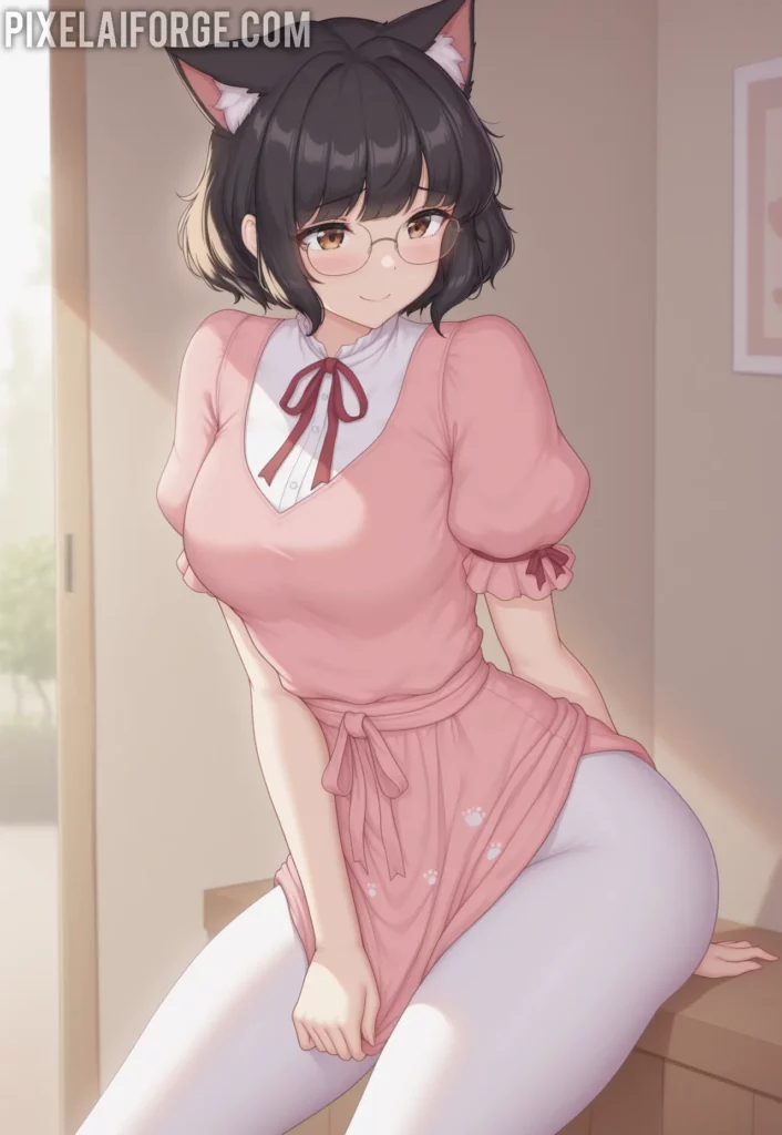 Anime Cat Girl Images: Adorable Moments in Pink Dress