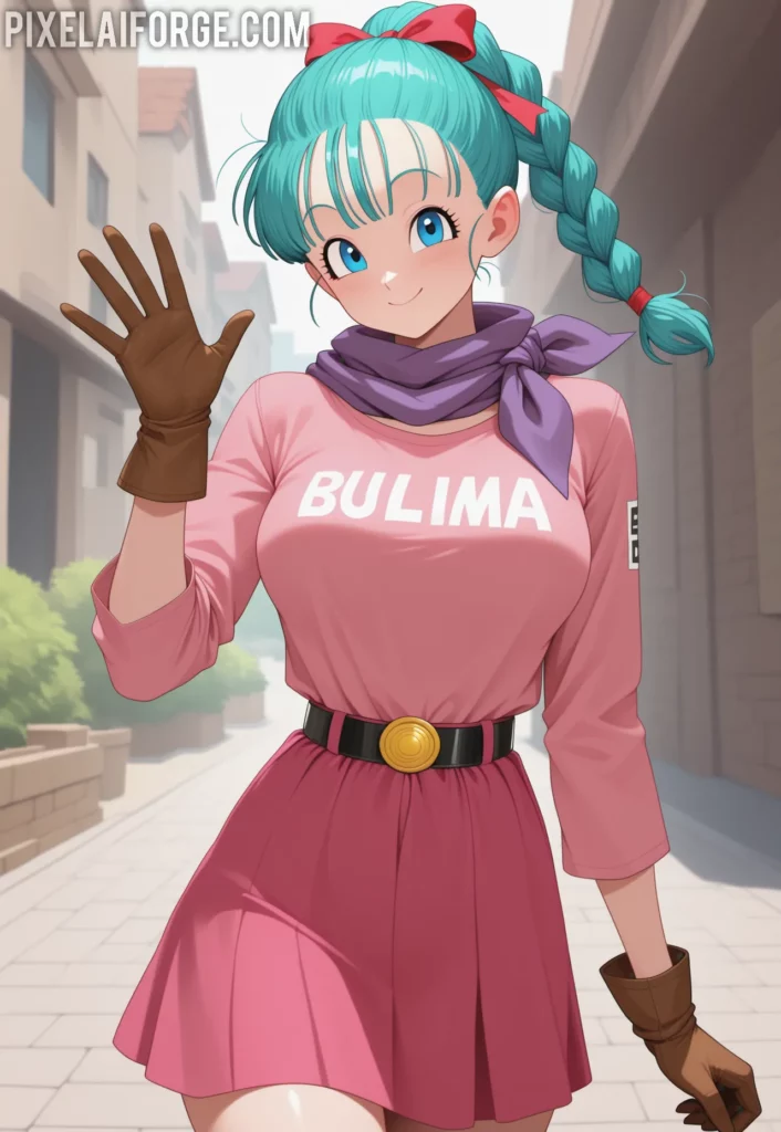Bulma holding the Dragon Radar in Dragon Ball, showcasing her inventive genius