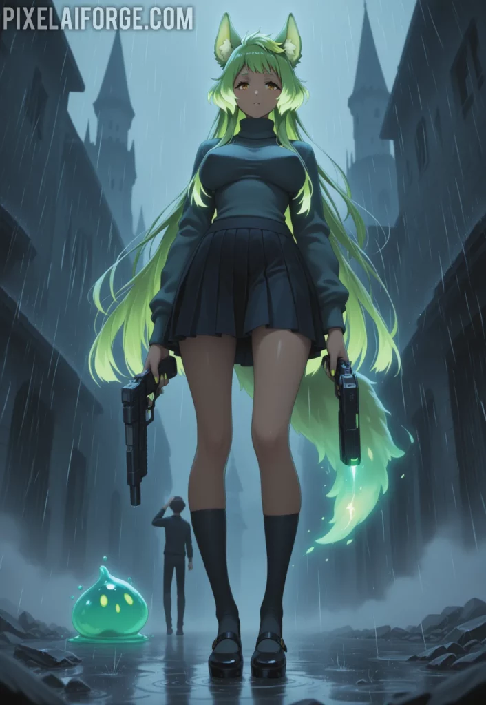 Kaelith in the Rainy Alley