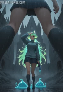Kaelith in the Rainy Alley