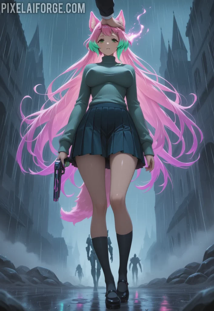 Kaelith in the Rainy Alley