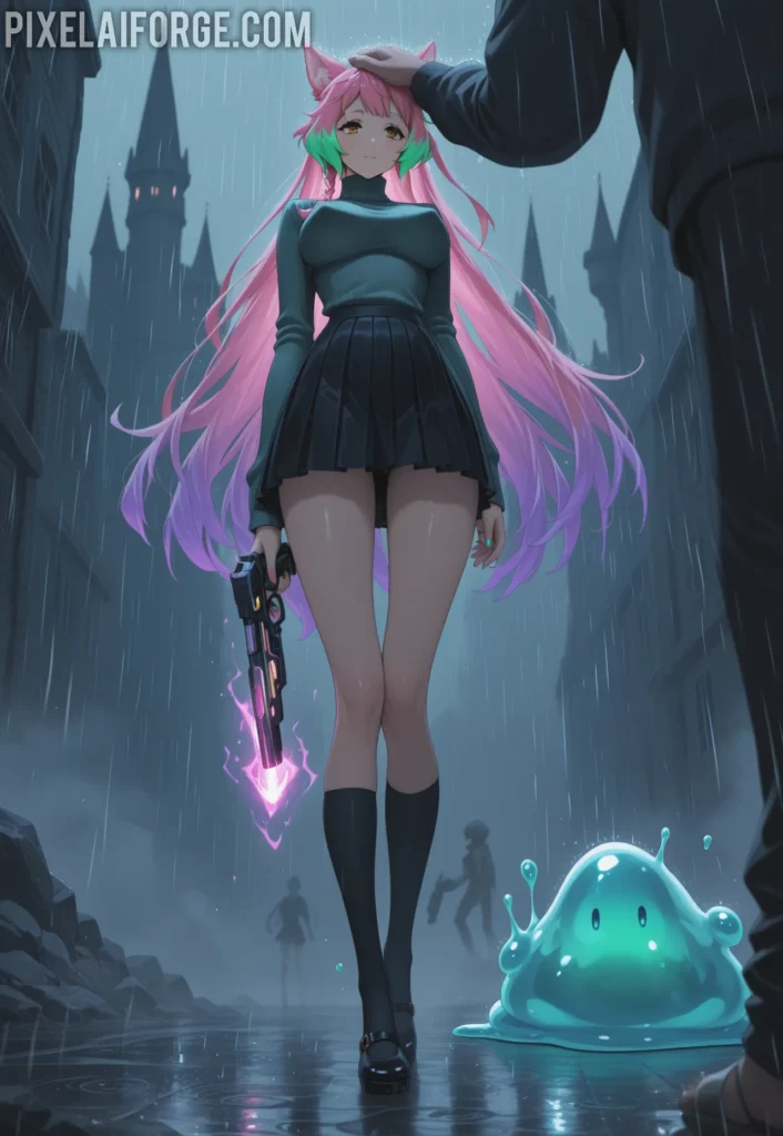 Kaelith in the Rainy Alley