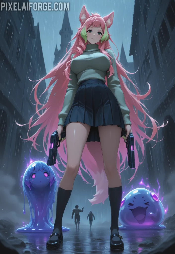 Kaelith in the Rainy Alley