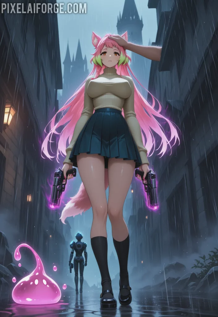 Kaelith in the Rainy Alley