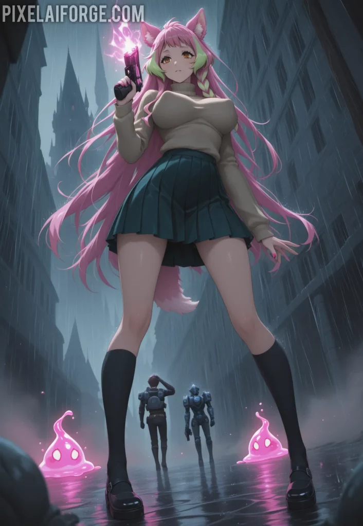 Kaelith in the Rainy Alley