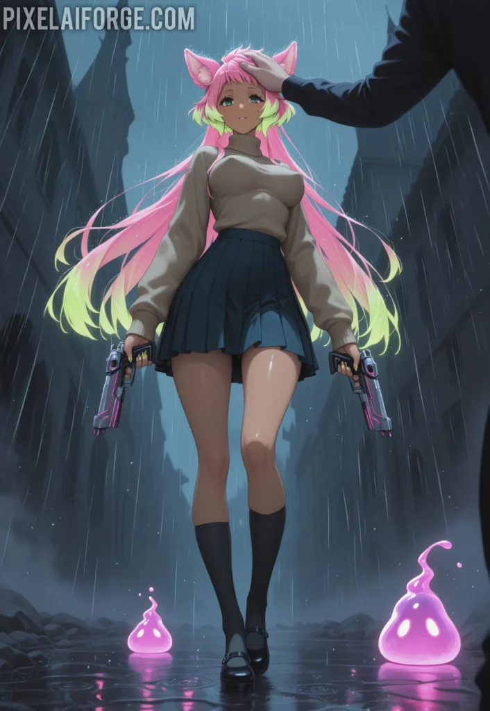 Kaelith in the Rainy Alley