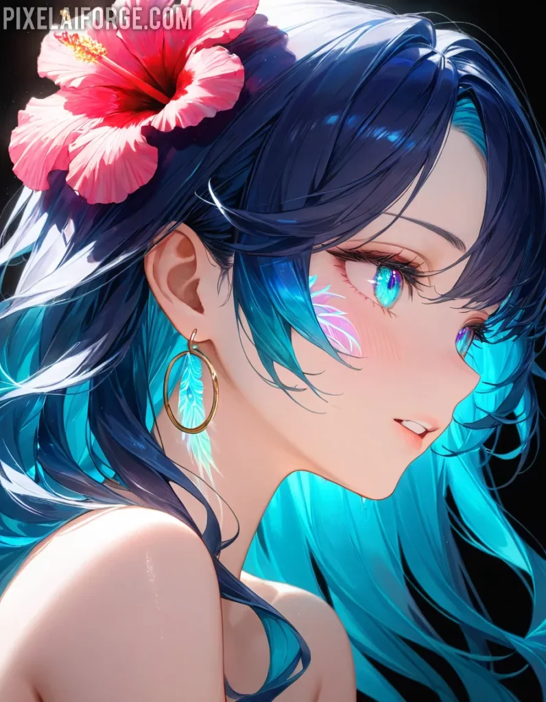 Belleza anime chica tropical